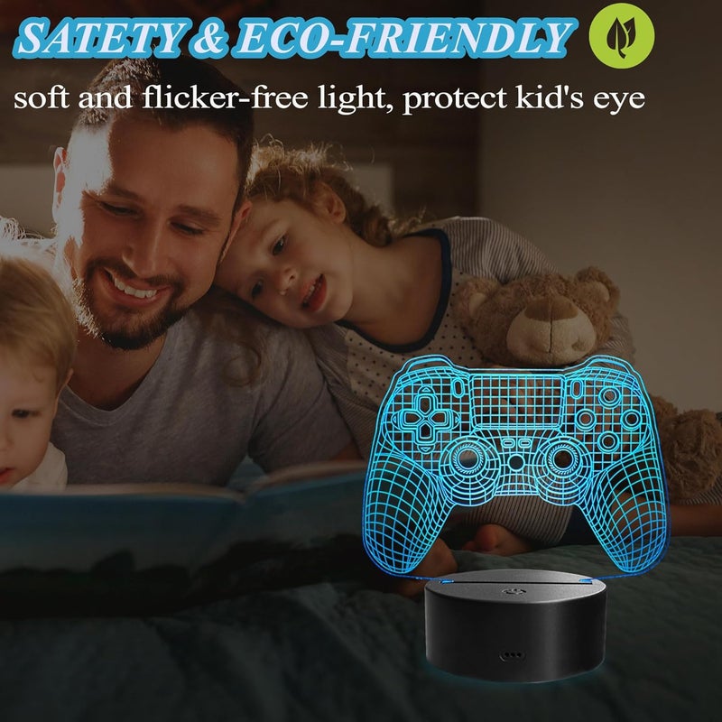 Posshe Gamepad 3D Lamp, Game Console Night Light for Kids, with 16 Colors Changing, Timer, 4 Flash Modes and Dimmable, Gaming Room Decor as Xmas Holiday Birthday Gifts, Gamer Gift for Boys Girls - Image 4
